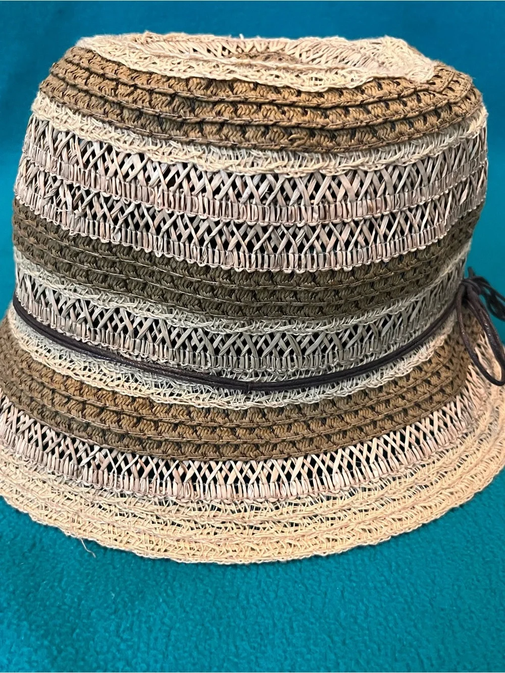 Target Two-Tone Woven Bucket Hat in Brown & Cream